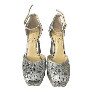 Jessica Simpson JS-Dreama Silver Shimmer Sand Heels – Size 8M